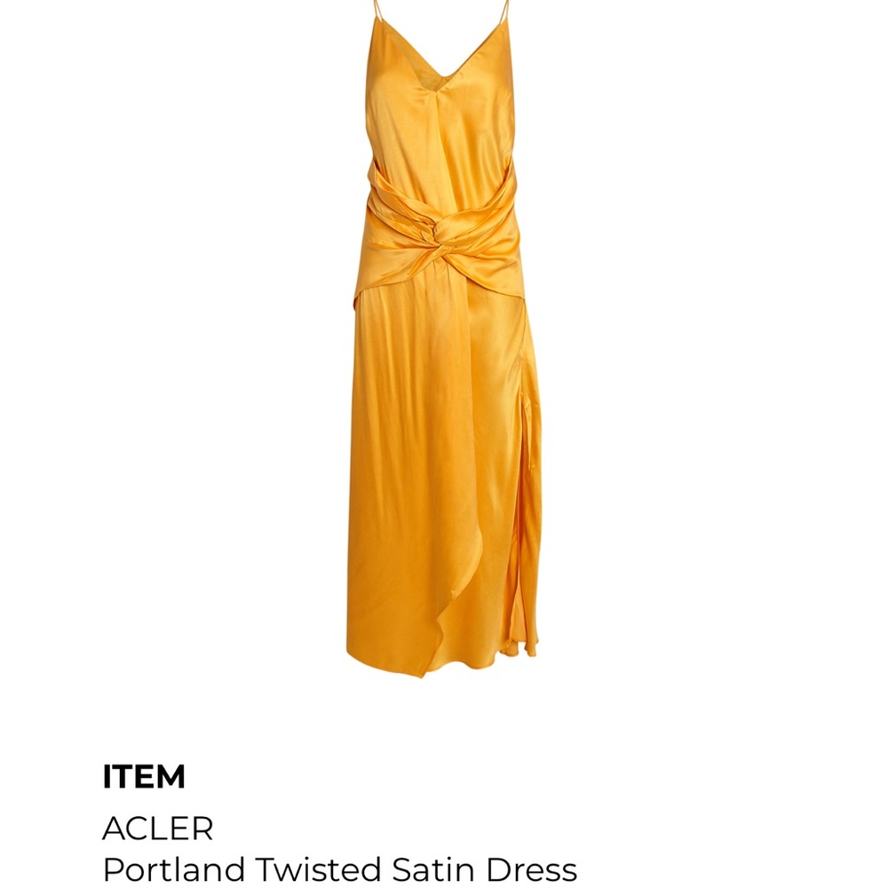 Acler Yellow Slip Dress with Spaghetti Straps for Cocktail Night Out